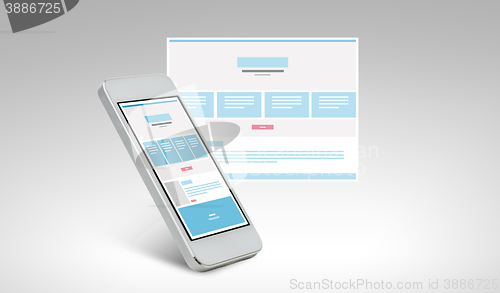 Image of smarthphone with web page design on screen