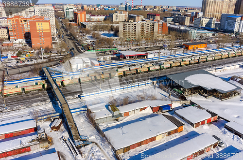 Image of Raylways between districts of Tyumen city. Russia