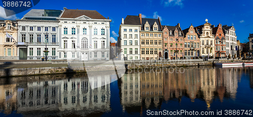 Image of Ghent canal. Ghent, Belgium