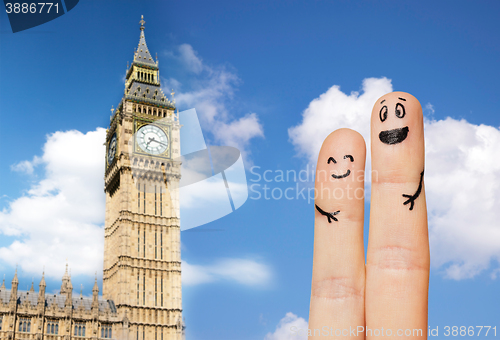 Image of close up of two fingers with smiley faces