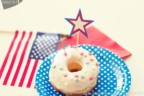 Image of donut with star decoration on independence day