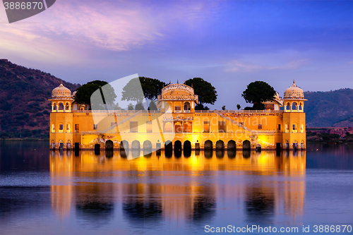 Image of Jal Mahal Water Palace.  Jaipur, Rajasthan, India