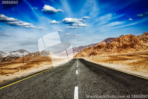 Image of Road  in Himalayas with mountains