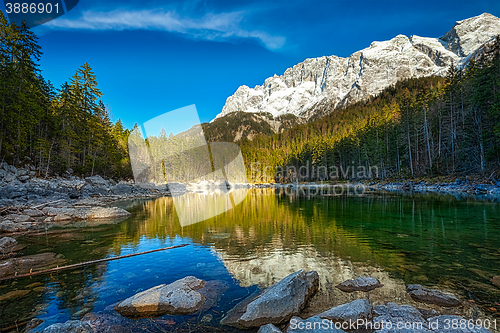 Image of Frillensee lake  and Zugspitze - the highest mountain in Germany