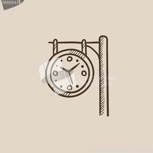 Image of Train station clock sketch icon.