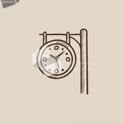 Image of Train station clock sketch icon.