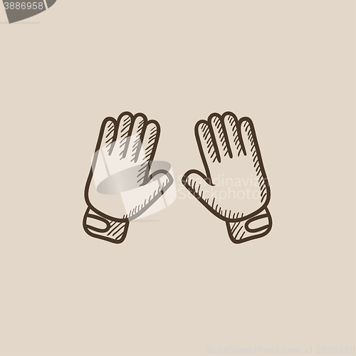 Image of Motorcycle gloves sketch icon.