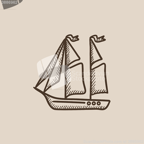 Image of Sailboat sketch icon.