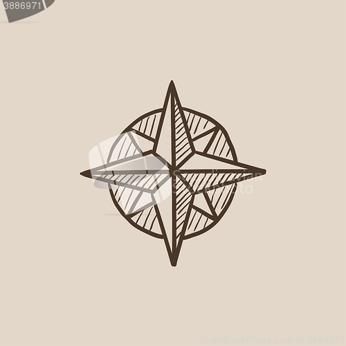 Image of Compass wind rose sketch icon.