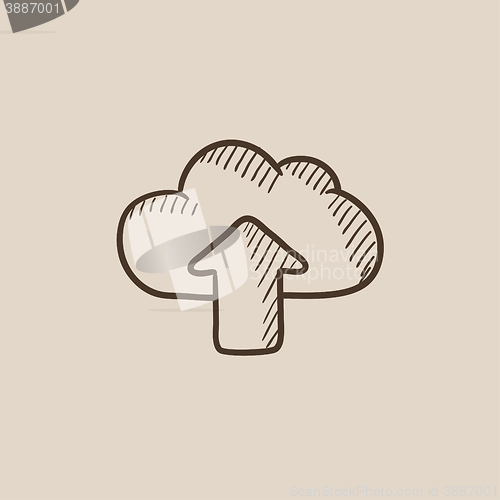Image of Cloud with arrow up sketch icon.