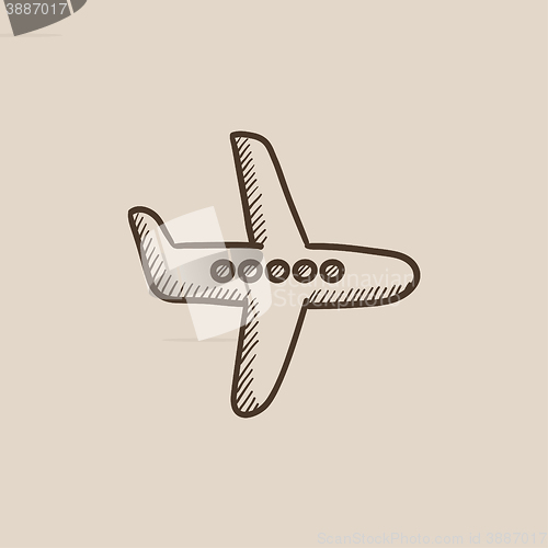 Image of Flying airplane sketch icon.