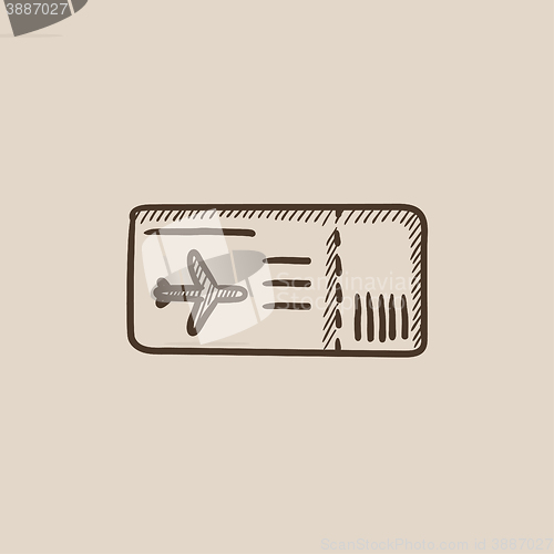 Image of Flight ticket sketch icon.