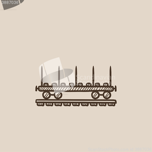 Image of Cargo wagon sketch icon.