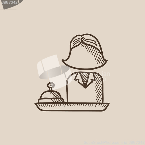Image of Female receptionist sketch icon.