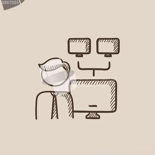 Image of Network administrator sketch icon.