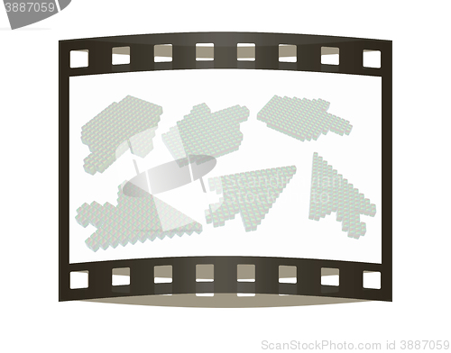 Image of Set of Link selection computer mouse cursor on white background. The film strip