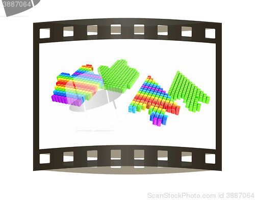 Image of Set of Link selection computer mouse cursor on white background. The film strip