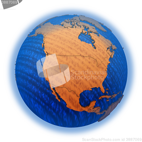 Image of North America on wooden Earth