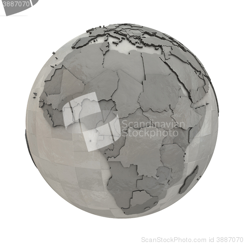 Image of Africa on metallic planet Earth