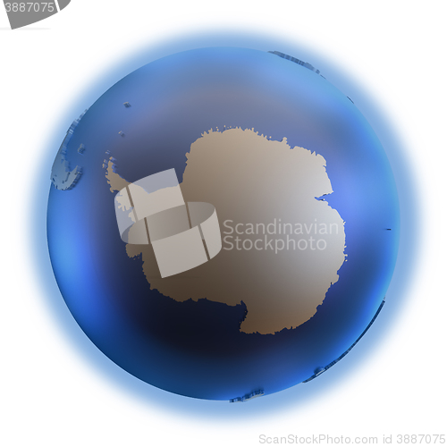 Image of Antarctica on golden metallic Earth