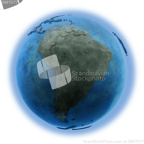 Image of South America on marble planet Earth