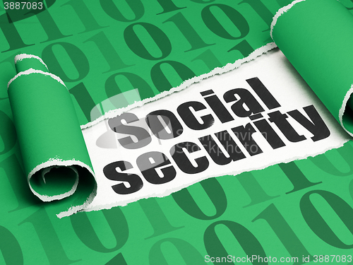 Image of Safety concept: black text Social Security under the piece of  torn paper