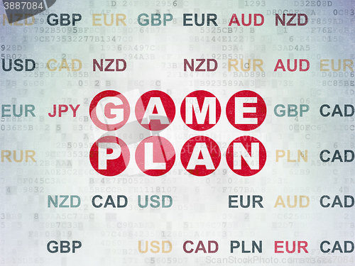 Image of Finance concept: Game Plan on Digital Data Paper background