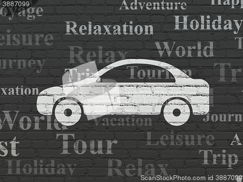 Image of Tourism concept: Car on wall background