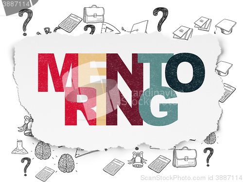 Image of Education concept: Mentoring on Torn Paper background