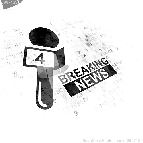 Image of News concept: Breaking News And Microphone on Digital background