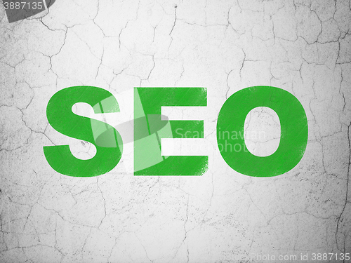 Image of Web design concept: SEO on wall background