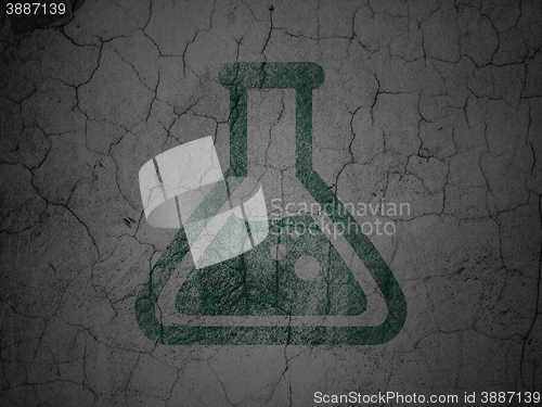 Image of Science concept: Flask on grunge wall background