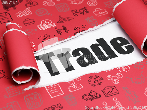 Image of Finance concept: black text Trade under the piece of  torn paper
