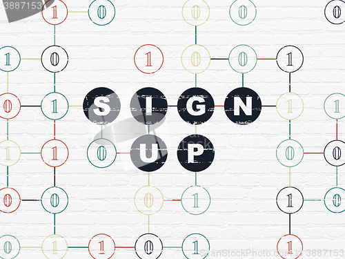 Image of Web design concept: Sign Up on wall background