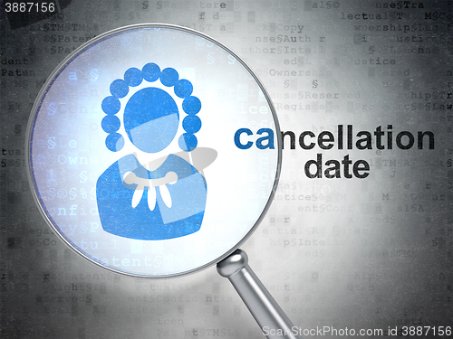 Image of Law concept: Judge and Cancellation Date with optical glass