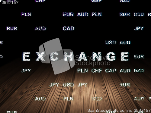 Image of Money concept: Exchange in grunge dark room