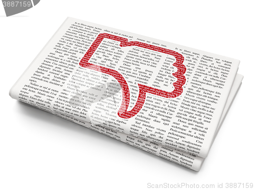 Image of Social media concept: Thumb Down on Newspaper background