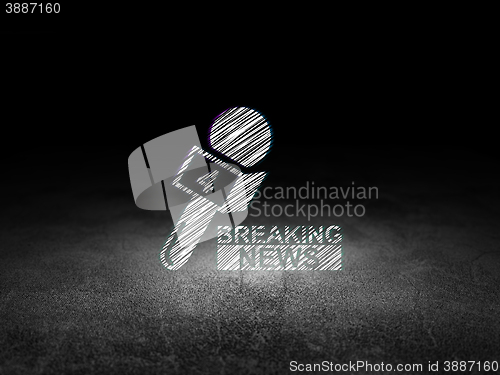 Image of News concept: Breaking News And Microphone in grunge dark room