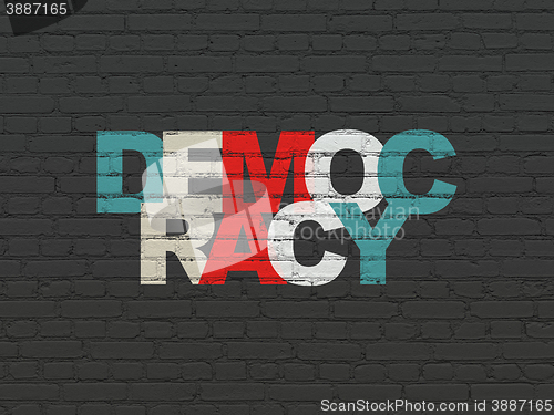 Image of Political concept: Democracy on wall background