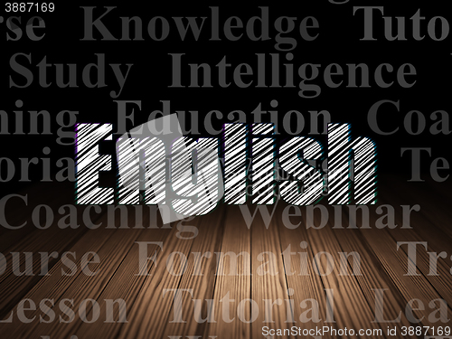 Image of Studying concept: English in grunge dark room