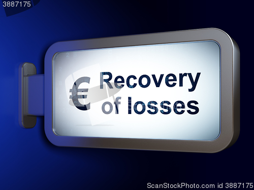 Image of Money concept: Recovery Of losses and Euro on billboard background