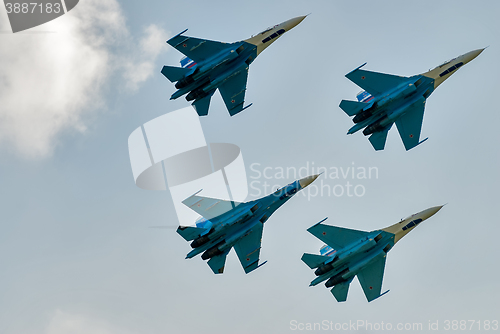 Image of Group flight of russian pilotage team on SU-27