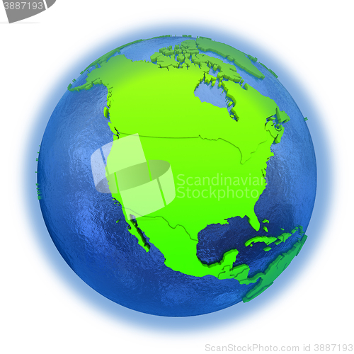Image of North America on green Earth