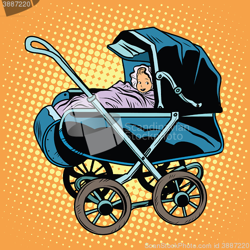 Image of baby nursery retro stroller