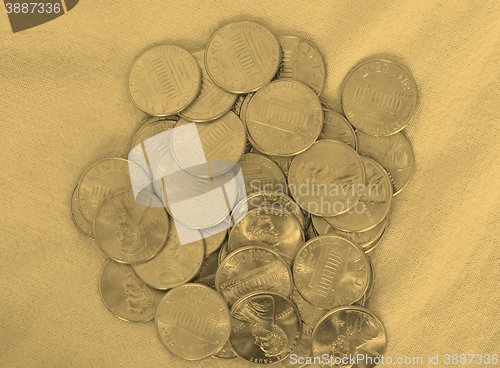 Image of Dollar coins 1 cent wheat penny cent - vintage