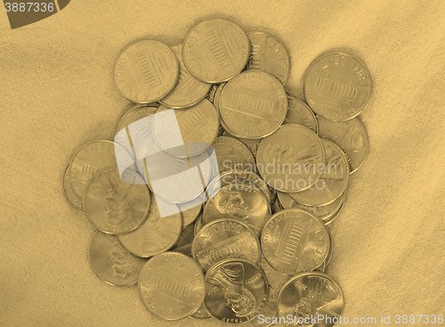 Image of Dollar coins 1 cent wheat penny cent - vintage