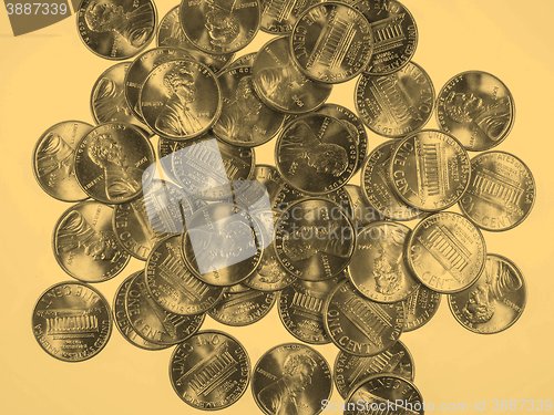 Image of Dollar coins 1 cent wheat penny cent - vintage