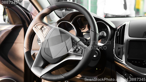 Image of Interior view of car with black salon