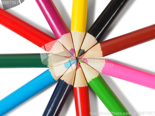 Image of Colored pencils on white