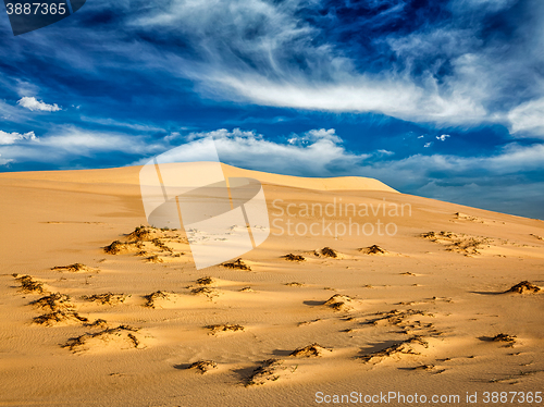 Image of Desert sand dunes on sunrise